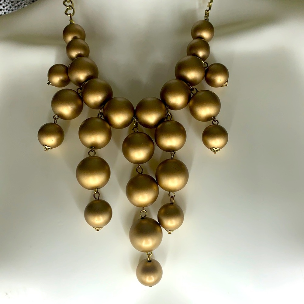 Matte Gold Graduated Bead Cascade Necklace